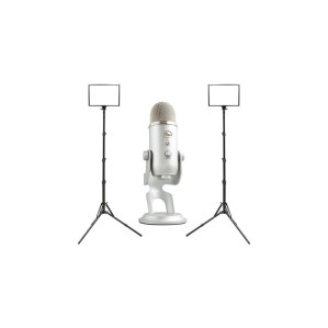 [큐브모아] PC마이크+조명 세트 6-1/블루 예티+투스탠드 큐브라이트45 LED 조명 2개 패키지