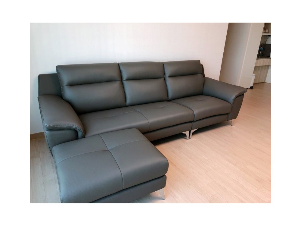 다우닝 몬트 3.5인 전체 천연가죽 소파+스툴 (색상:그레이)