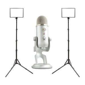 [큐브모아] PC마이크+조명 세트 6-1/블루 예티+투스탠드 큐브라이트45 LED 조명 2개 패키지 &gt; 영상가전