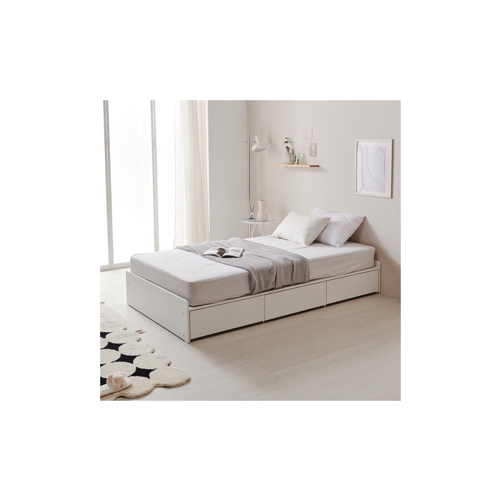 매트리스 포함 멀티3단 Big서랍 무헤드 수납침대 (슈퍼싱글)+SS 본넬매트리스포함