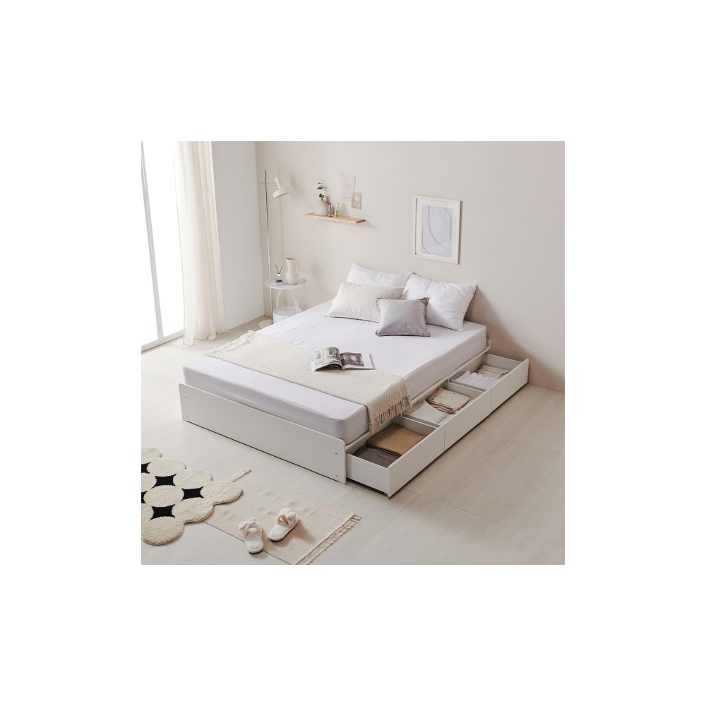 매트리스 포함 멀티3단 Big서랍 무헤드 수납침대 (슈퍼싱글)+SS 본넬매트리스포함