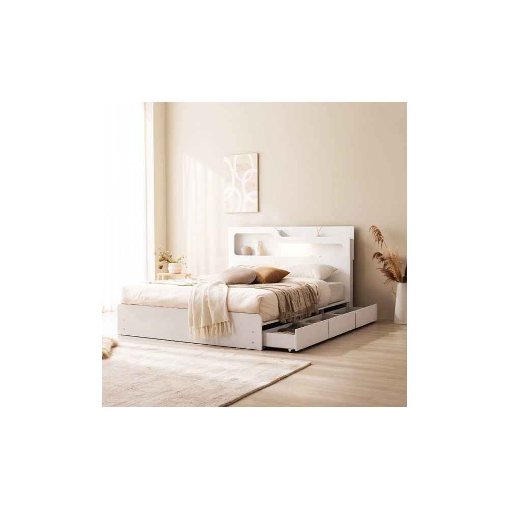 포스트모던 룩셈 LED 수납 침대 프레임 SS Q (매트리스 선택)