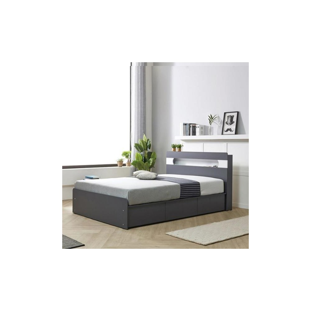 수납침대 신혼 그레이 화이트 LED 조명 오피스텔 이사 연수원 편안한 심플 자취