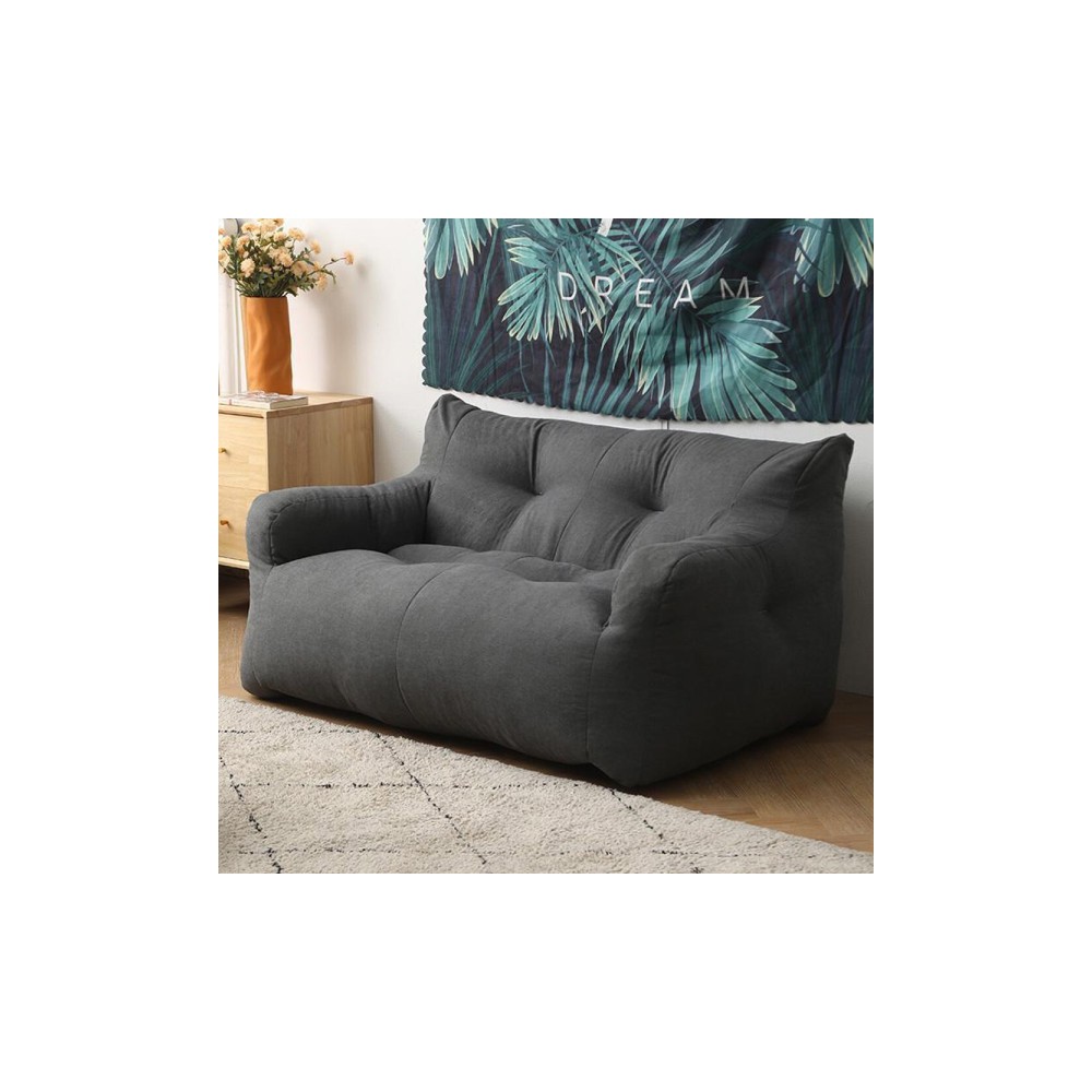 다리없는 낮은쇼파 마약 빈백 2인용소파(다크 그레이)