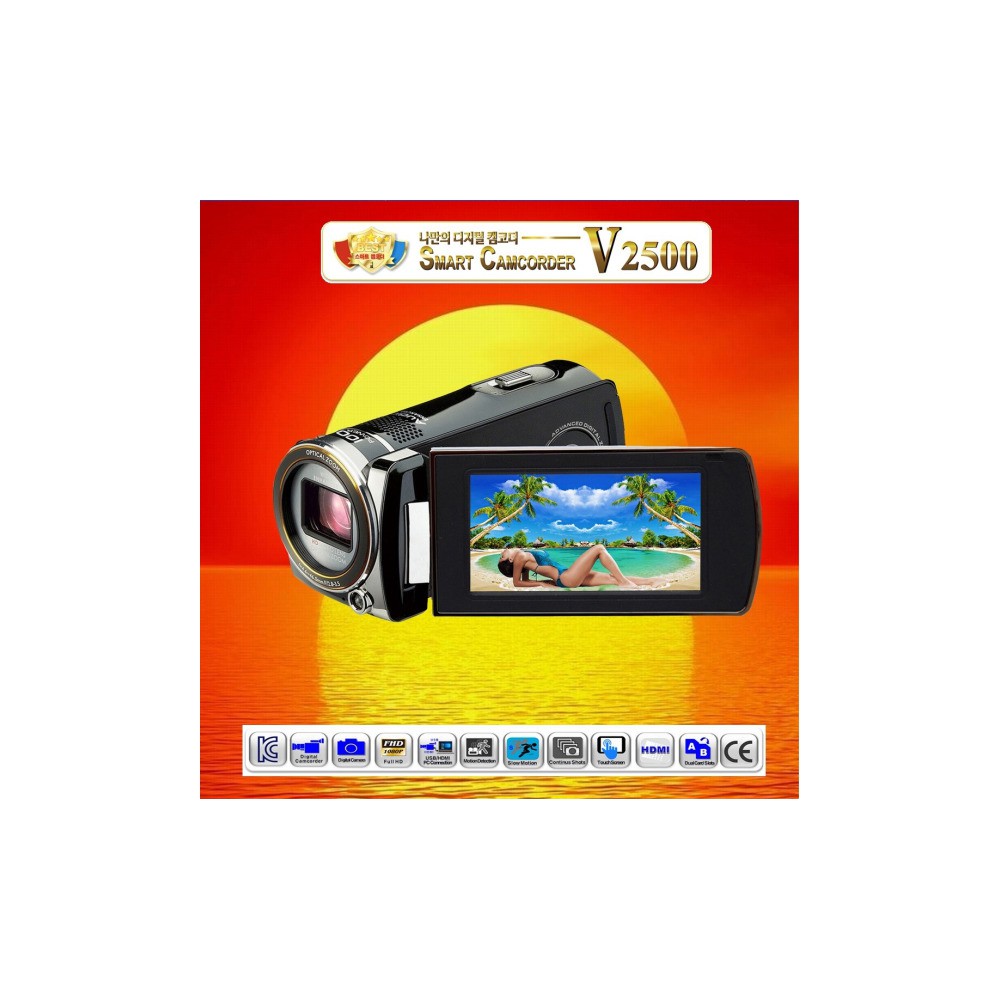 판매1위 스마트캠코더V2500 디카 카메라V 100배줌 액션캠 소니 터치스크린 캠코더 보다우수 초특가판매