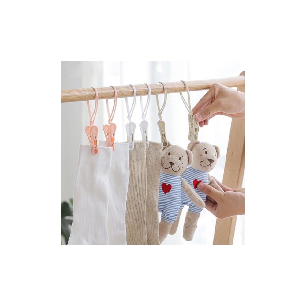 고리형 집게 걸이 빨래 집게세트 3색 12P DD