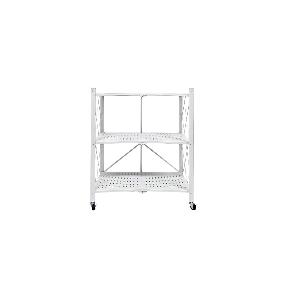 폴딩선반 3단 화이트 원터치 접이식 철제 이동식 철제선반 간편폴딩 수납 FS3