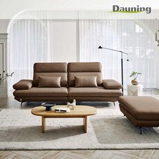 다우닝 플랫 3.5인 스윙 전체 통가죽 소파+스툴 (색상:브라운)
